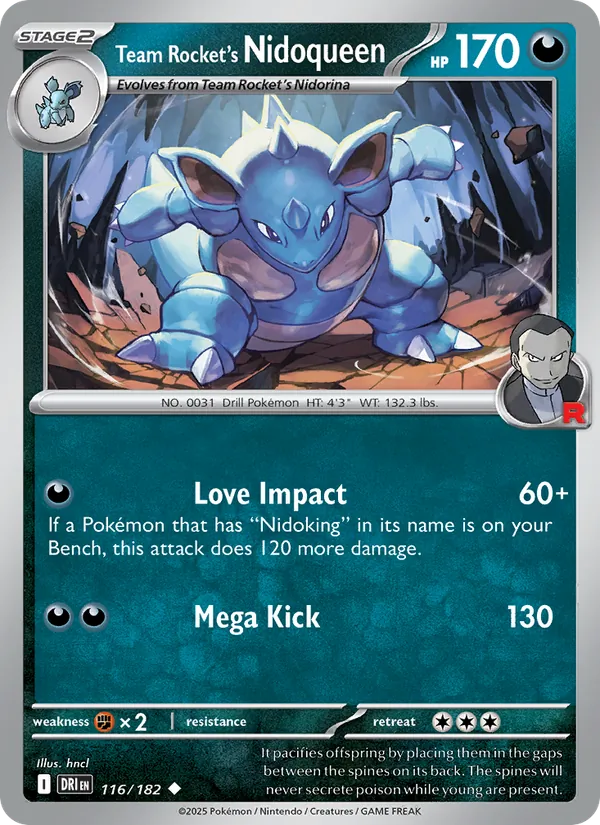 Team Rocket's Nidoqueen - Destined Rivals - #116 - Near Mint - Pokemon Card