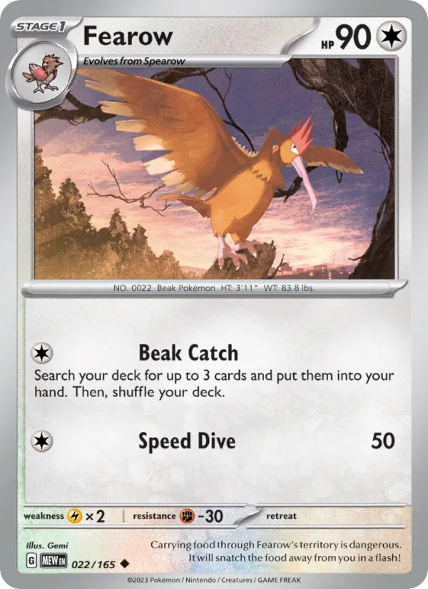 Fearow #22/165 Scarlet & Violet 151 Near Mint Pokemon Card