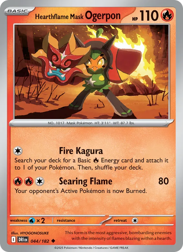 Hearthflame Mask Ogerpon - Destined Rivals - #044 - Near Mint - Pokemon Card