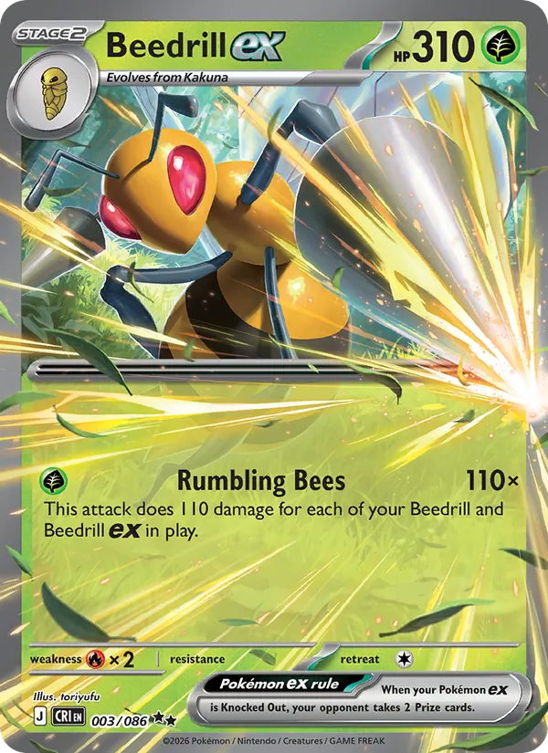 Beedrill ex - Chaos Rising - #003 - Near Mint - Pokemon Card