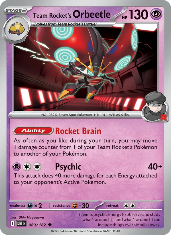 Team Rocket's Orbeetle - Destined Rivals - #089 - Near Mint - Pokemon Card
