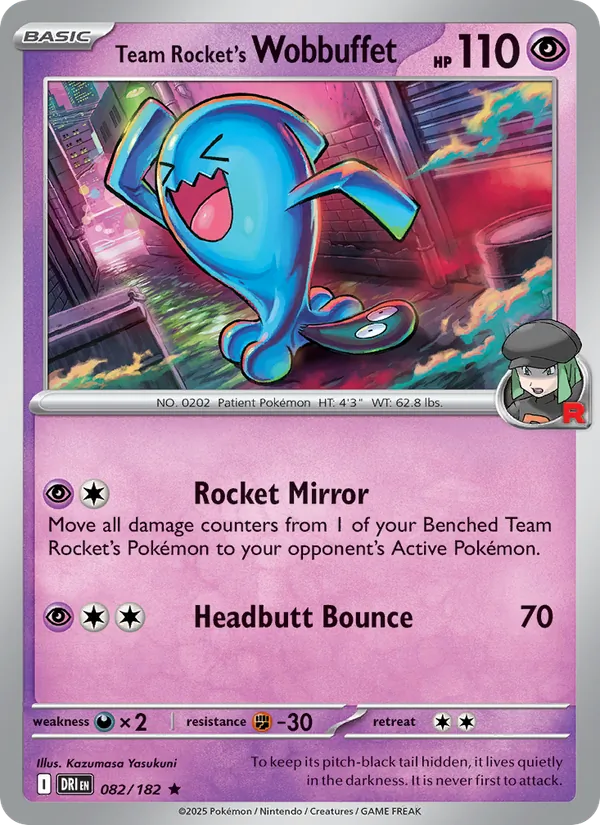 Team Rocket's Wobbuffet - Destined Rivals - #082 - Near Mint - Pokemon Card