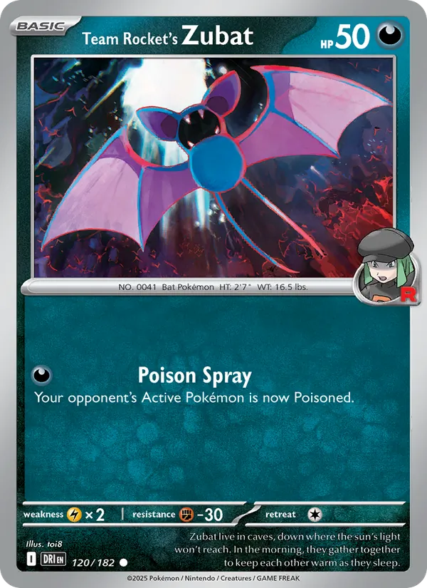 Team Rocket's Zubat - Destined Rivals - #120 - Near Mint - Pokemon Card