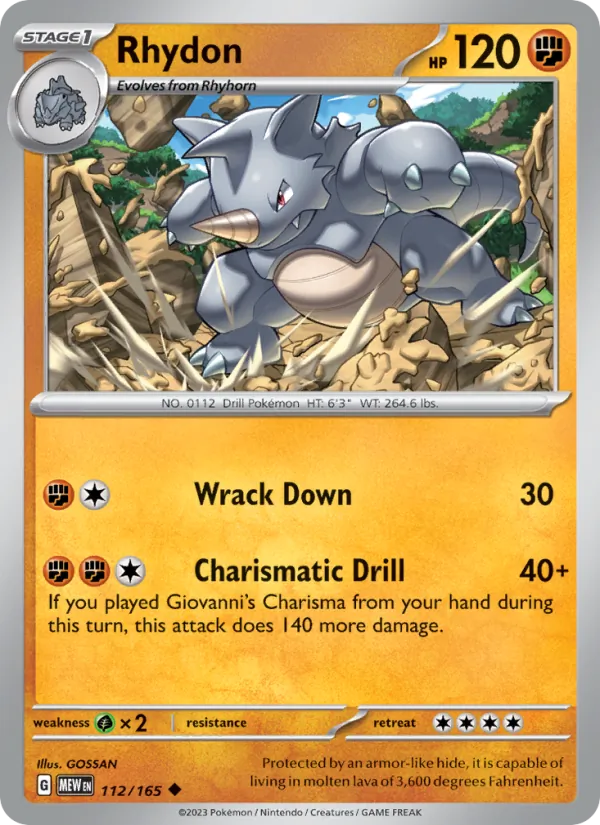 Rhydon #112/165 Scarlet & Violet 151 Near Mint Pokemon Card
