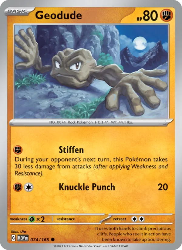 Geodude #74/165 Scarlet & Violet 151 Near Mint Pokemon Card