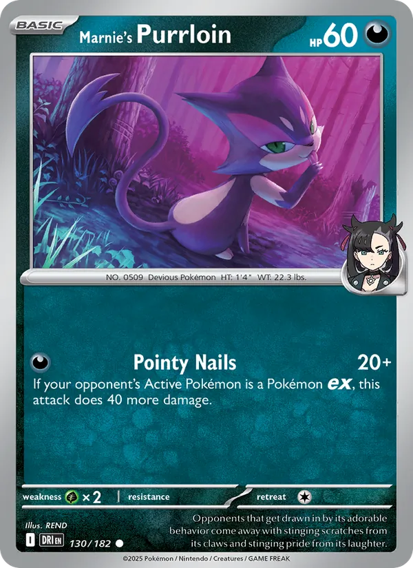 Marnie's Purrloin - Destined Rivals - #130 - Near Mint - Pokemon Card