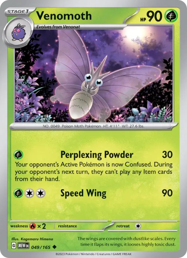 Venomoth #49/165 Scarlet & Violet 151 Near Mint Pokemon Card