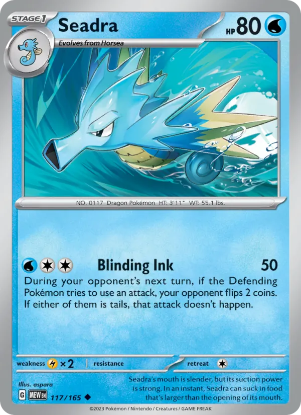 Seadra #117/165 Scarlet & Violet 151 Near Mint Pokemon Card